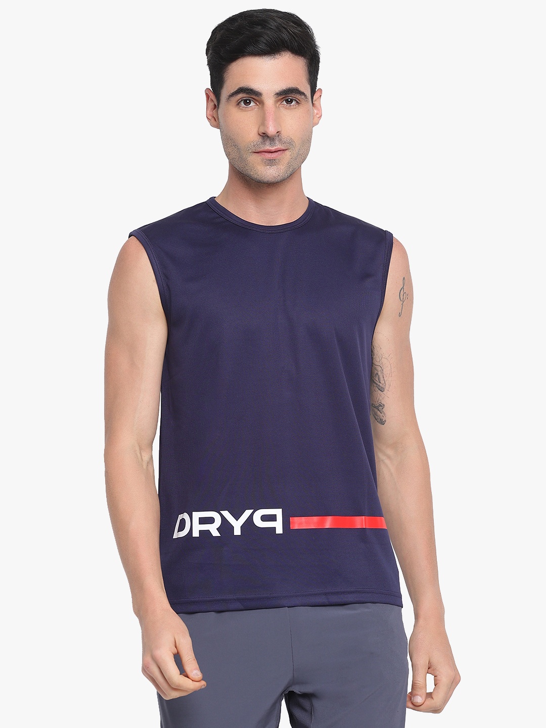 DRYP EVOLUT Men Navy Blue Brand Logo T-shirt