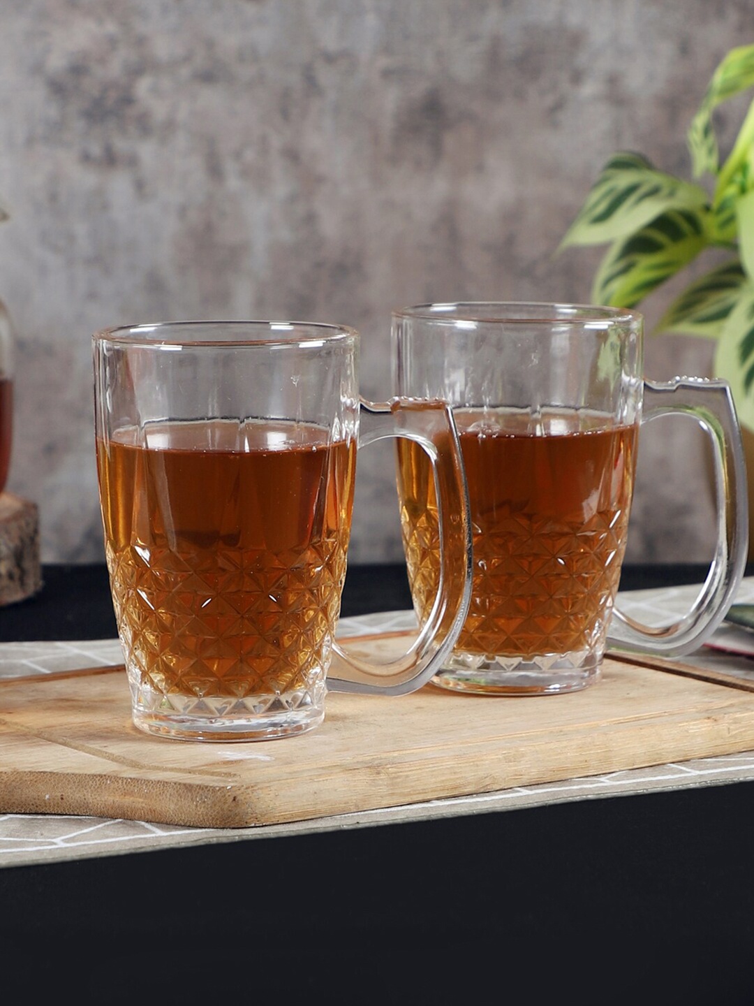 

ceradeco Set of 6 Transparent Textured Glass Transparent Mugs