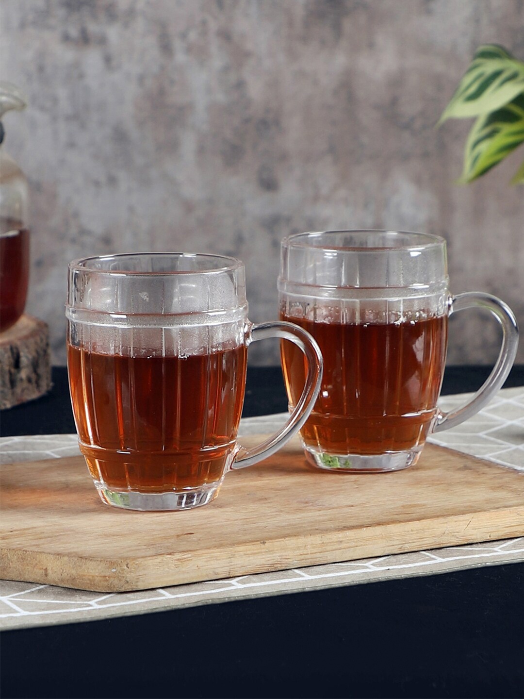 

ceradeco Set of 6 Transparent Textured Glass Transparent Mugs