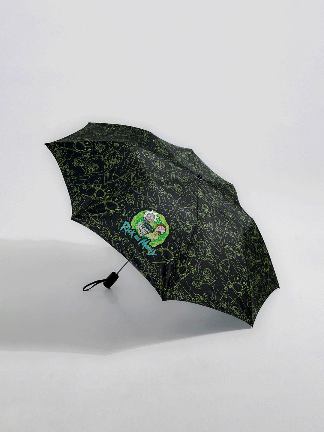 

The Souled Store Black & Green Rick and Morty Spaced Out Printed Two Fold Umbrella