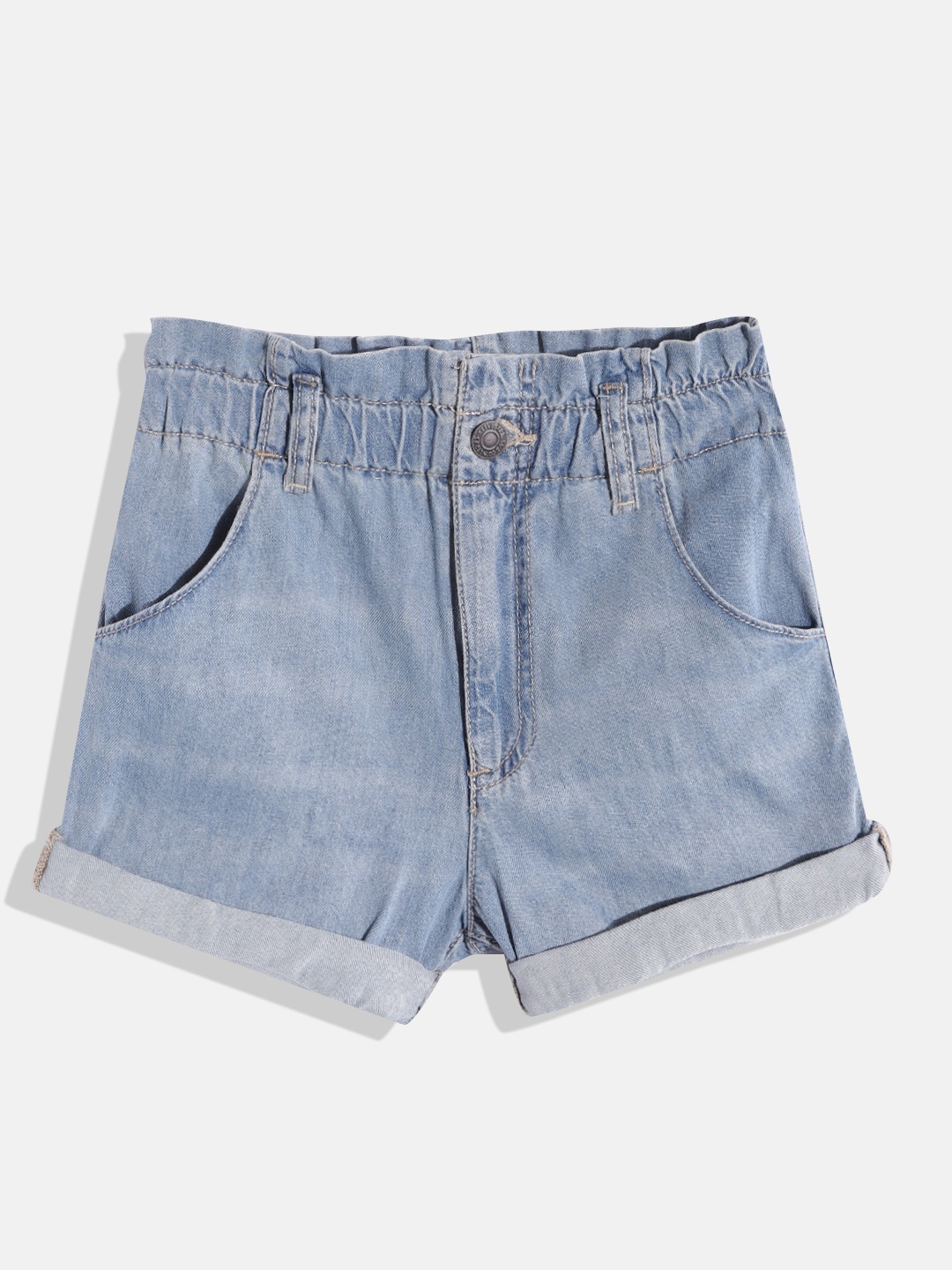 

Levis Girls Blue High-Rise Denim Shorts
