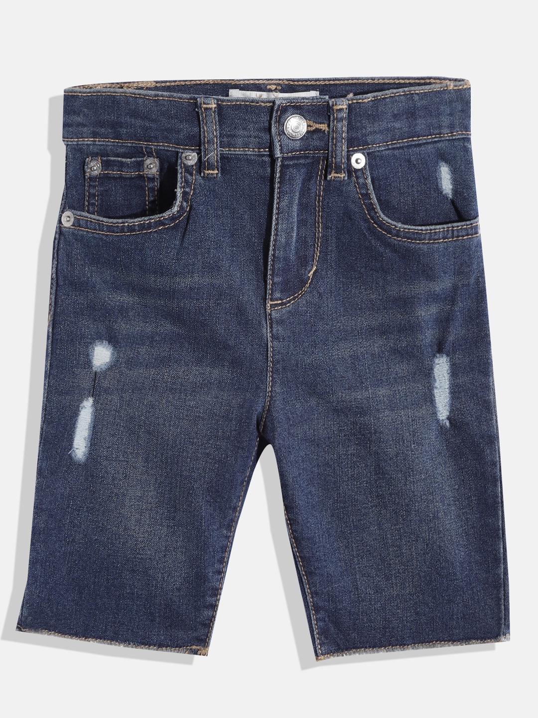 

Levis Girls Navy Blue Slim Fit High-Rise Denim Shorts