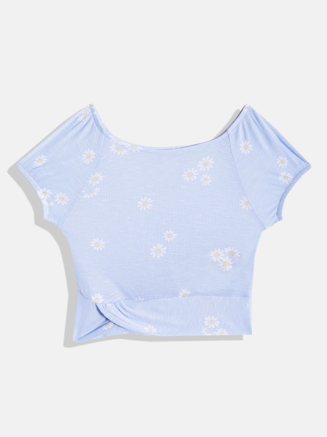 

Levis Girls Blue & White Floral Printed Twisted T-shirt