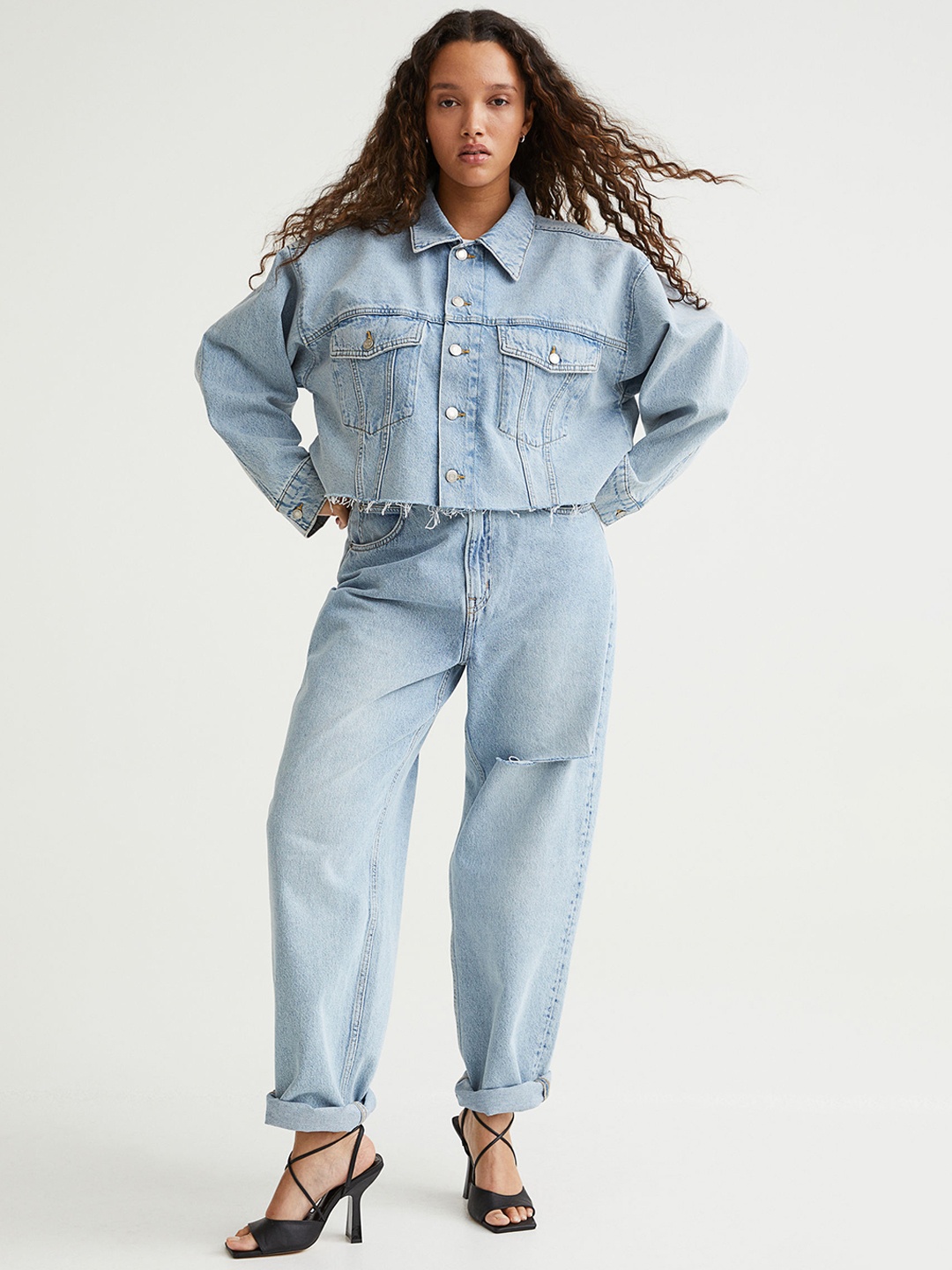 

H&M Women Blue Boxy Denim Jacket