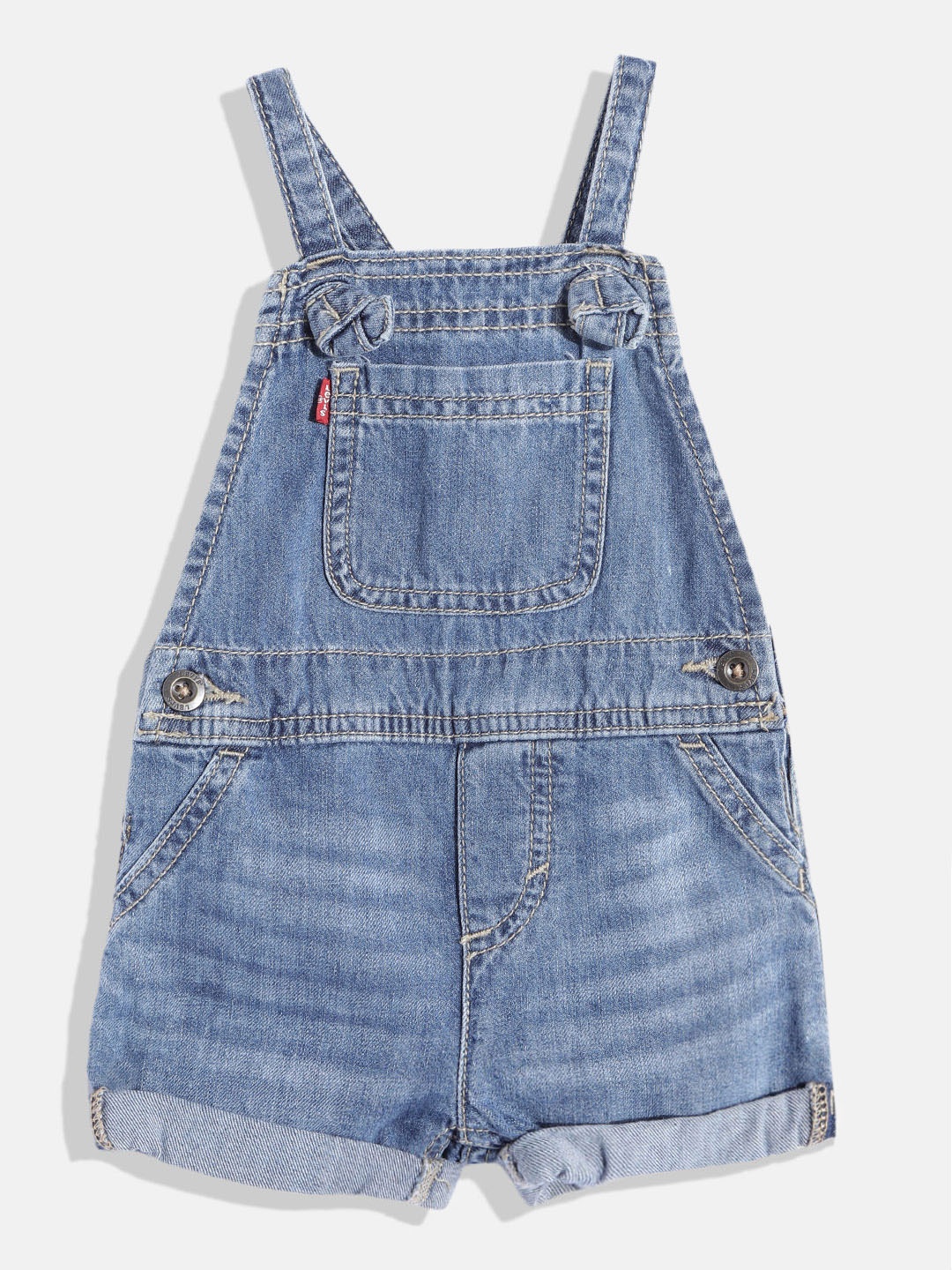

Levis Girls Knot Strap Shortall Cotton Dungarees, Blue