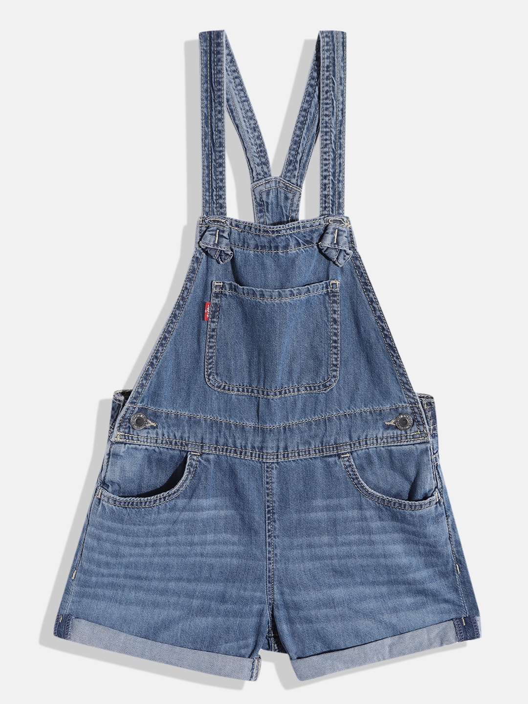 

Levi's Girls Blue Pure Cotton Solid Denim Dungarees