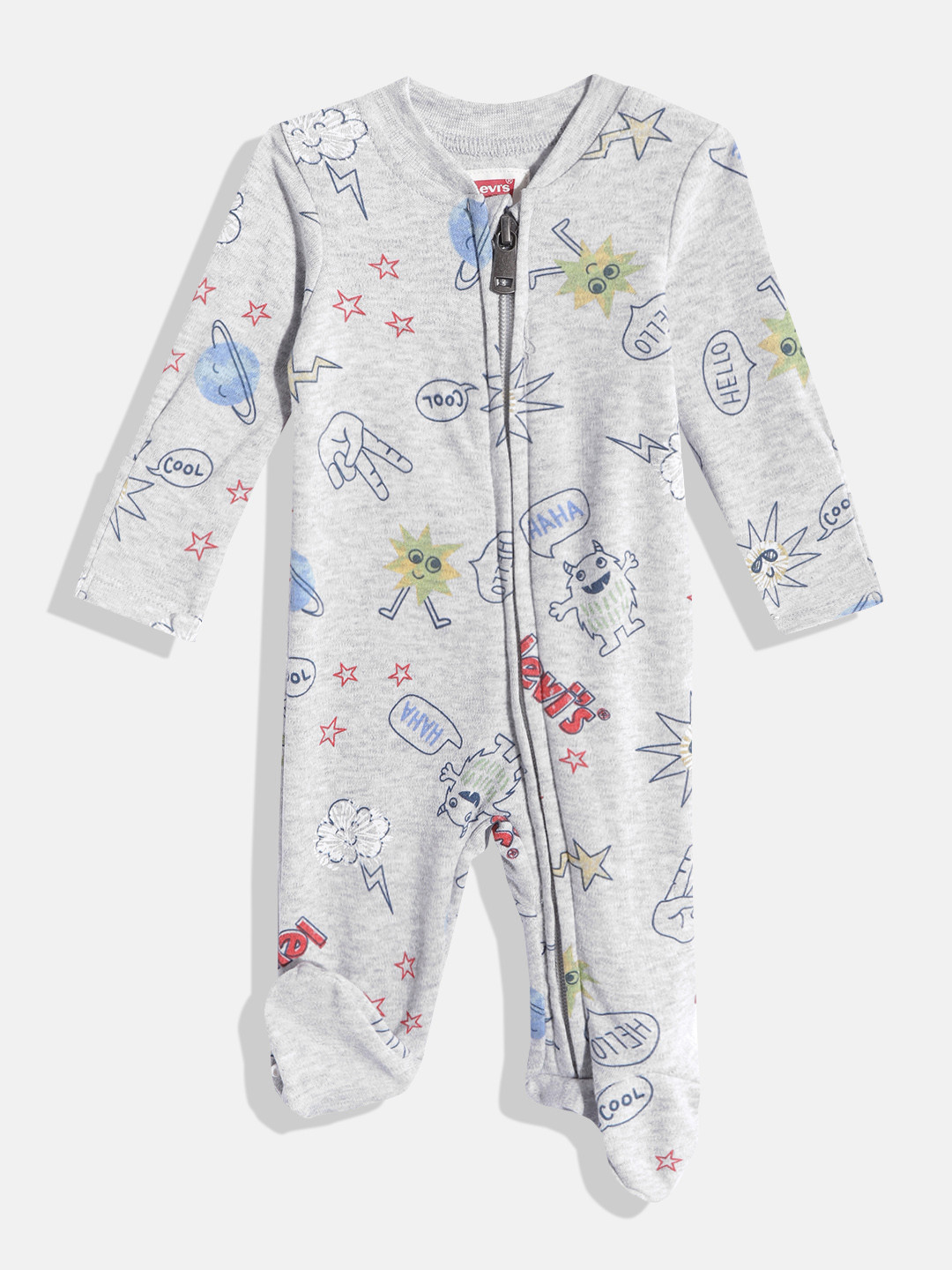 

Levis Boys Grey Melange Printed Coverall