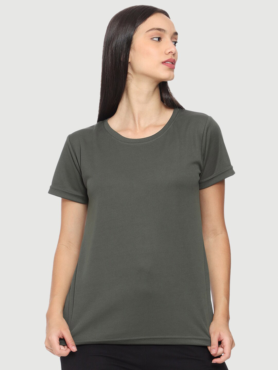 

Urban Komfort Women Olive Green Solid T-shirt