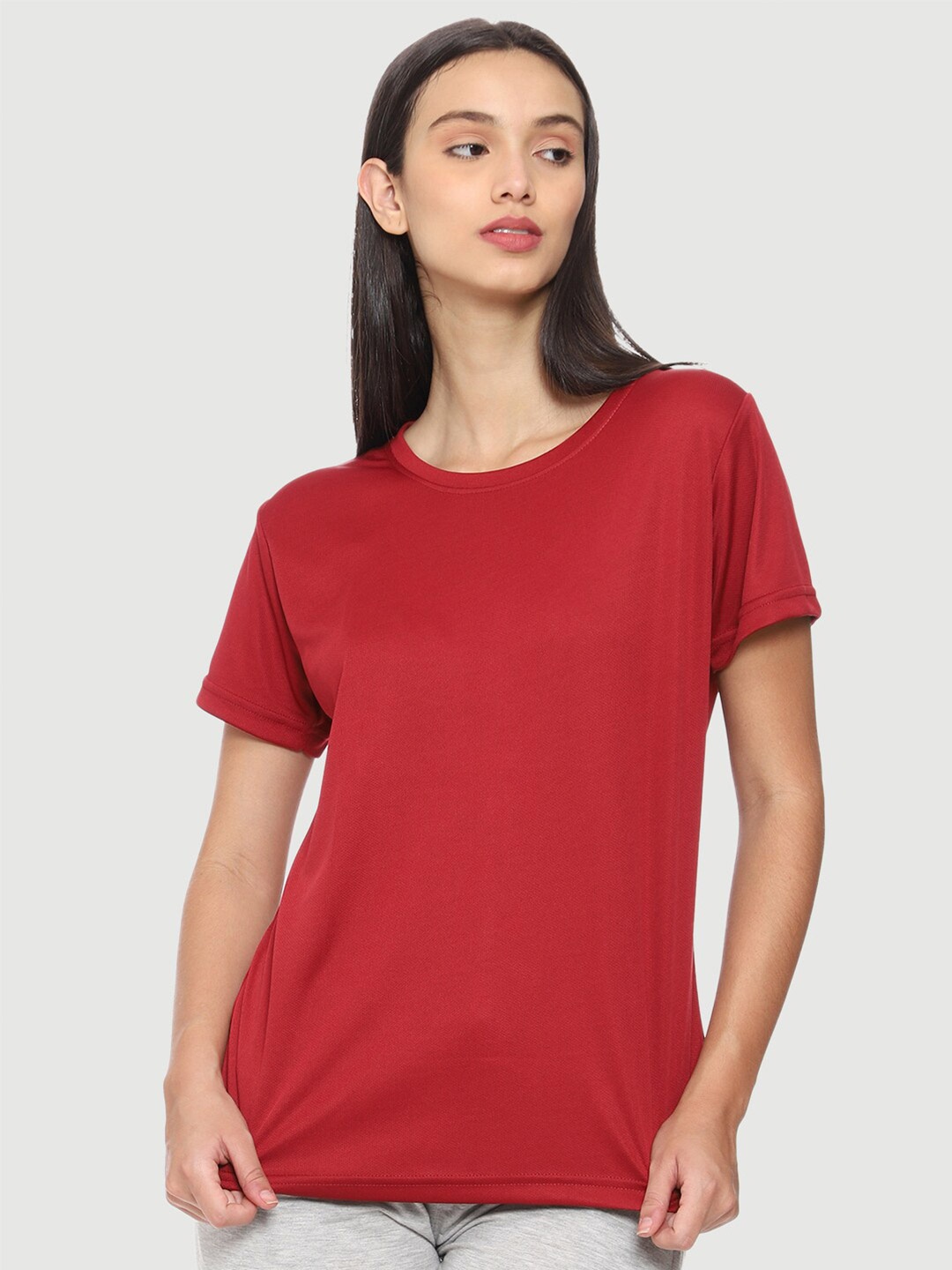 

Urban Komfort Women Red Extended Sleeves T-shirt