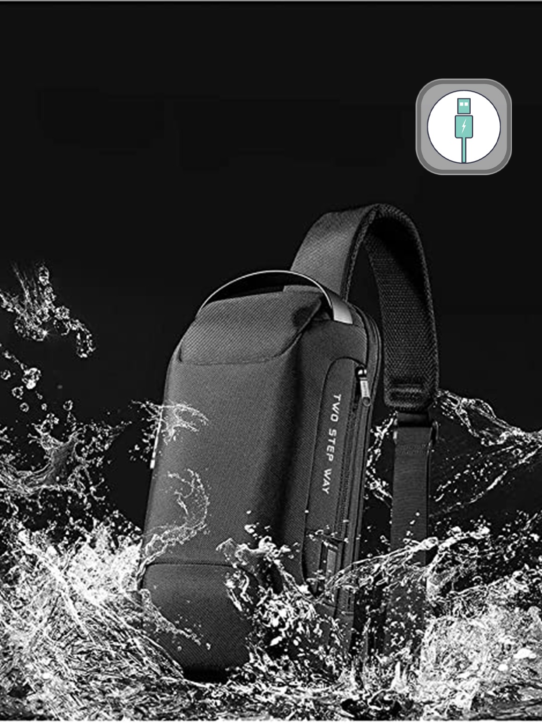 

Red Lemon Unisex Black Camouflage Waterproof Backpack with USB Charging Port