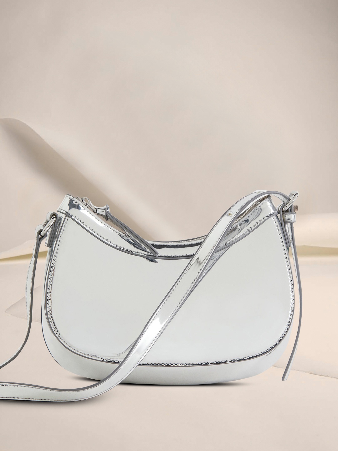 

H&M Women Shimmering Metallic Mini Bag, Silver