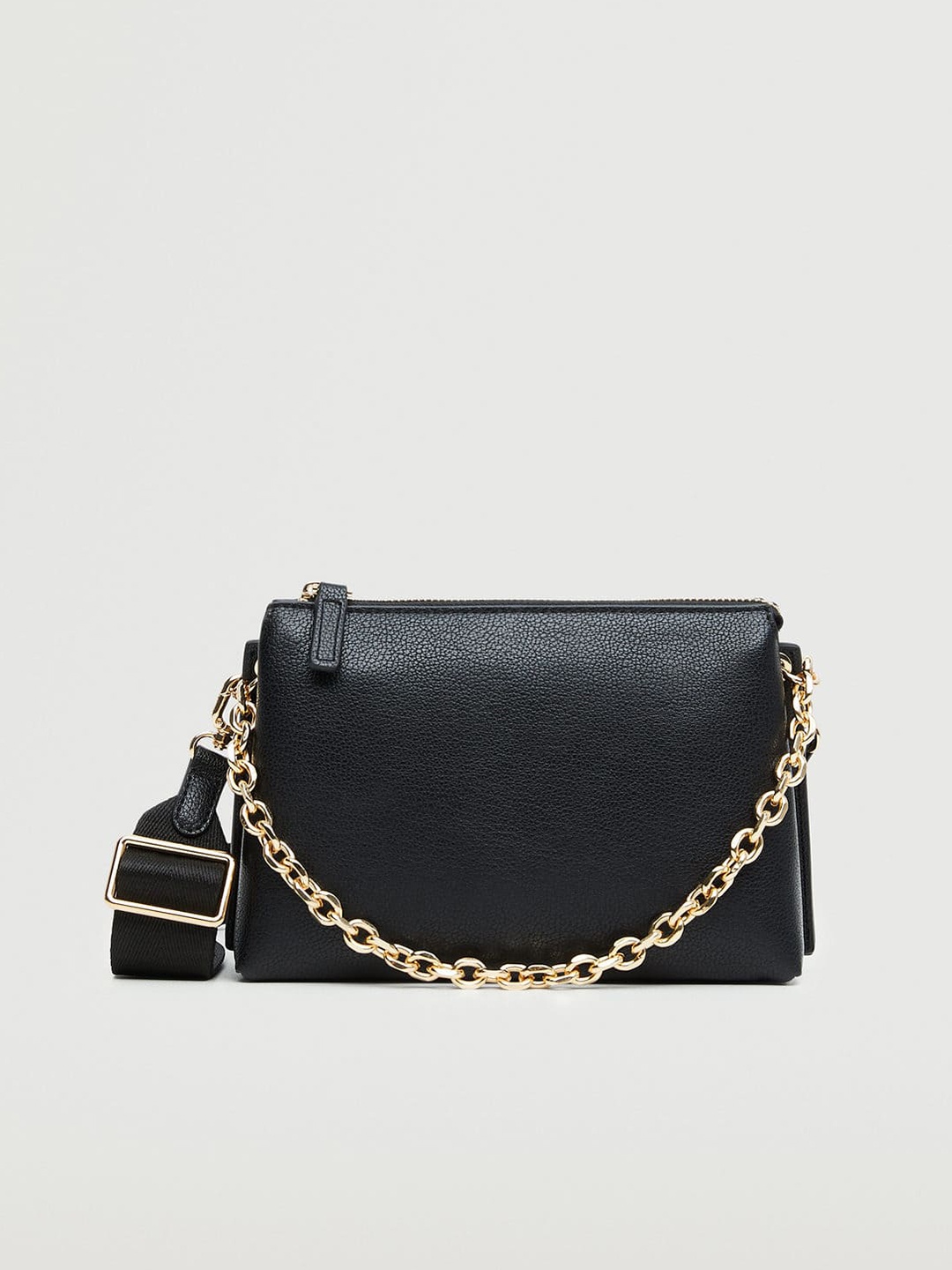 

MANGO Black Solid Structured Handheld Bag with Detachable Sling Strap