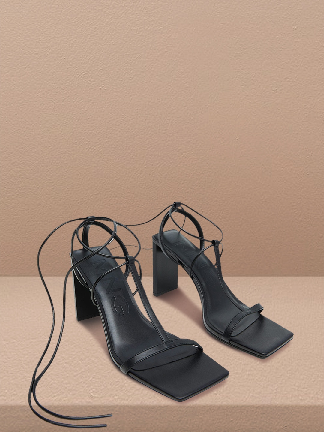 

MANGO Women Black Solid Strappy Heels