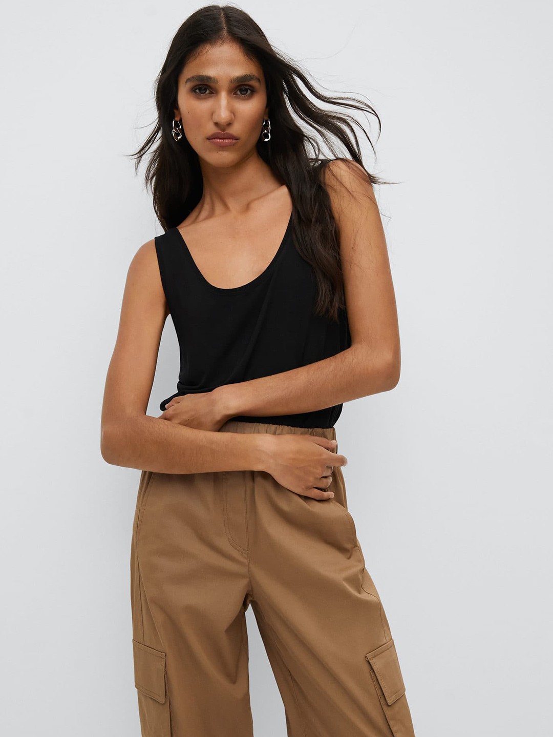 

MANGO Black Solid Top
