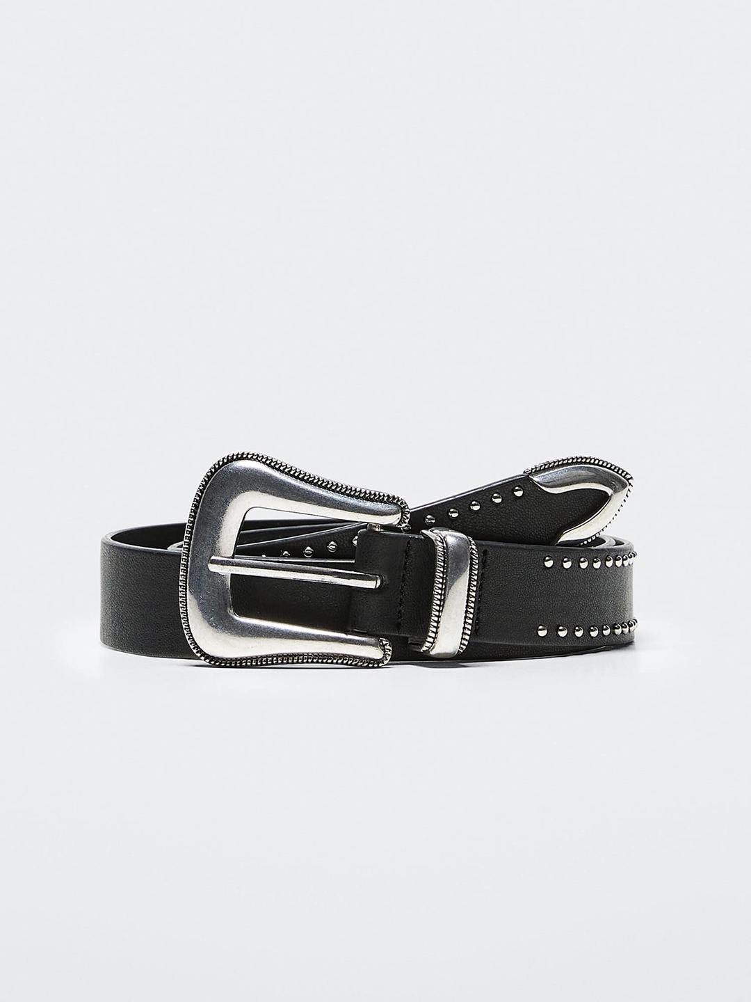 

MANGO Women Black & Silver-Toned Embellished Belt