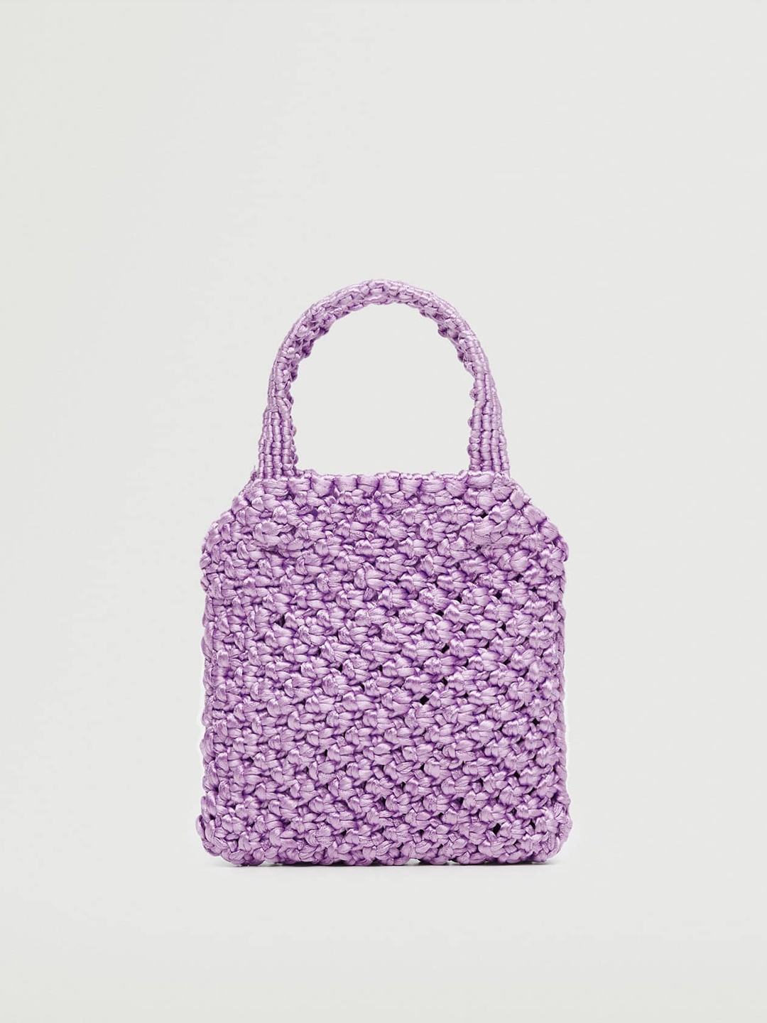 

MANGO Lavender Crochet Woven Design Handheld Bag