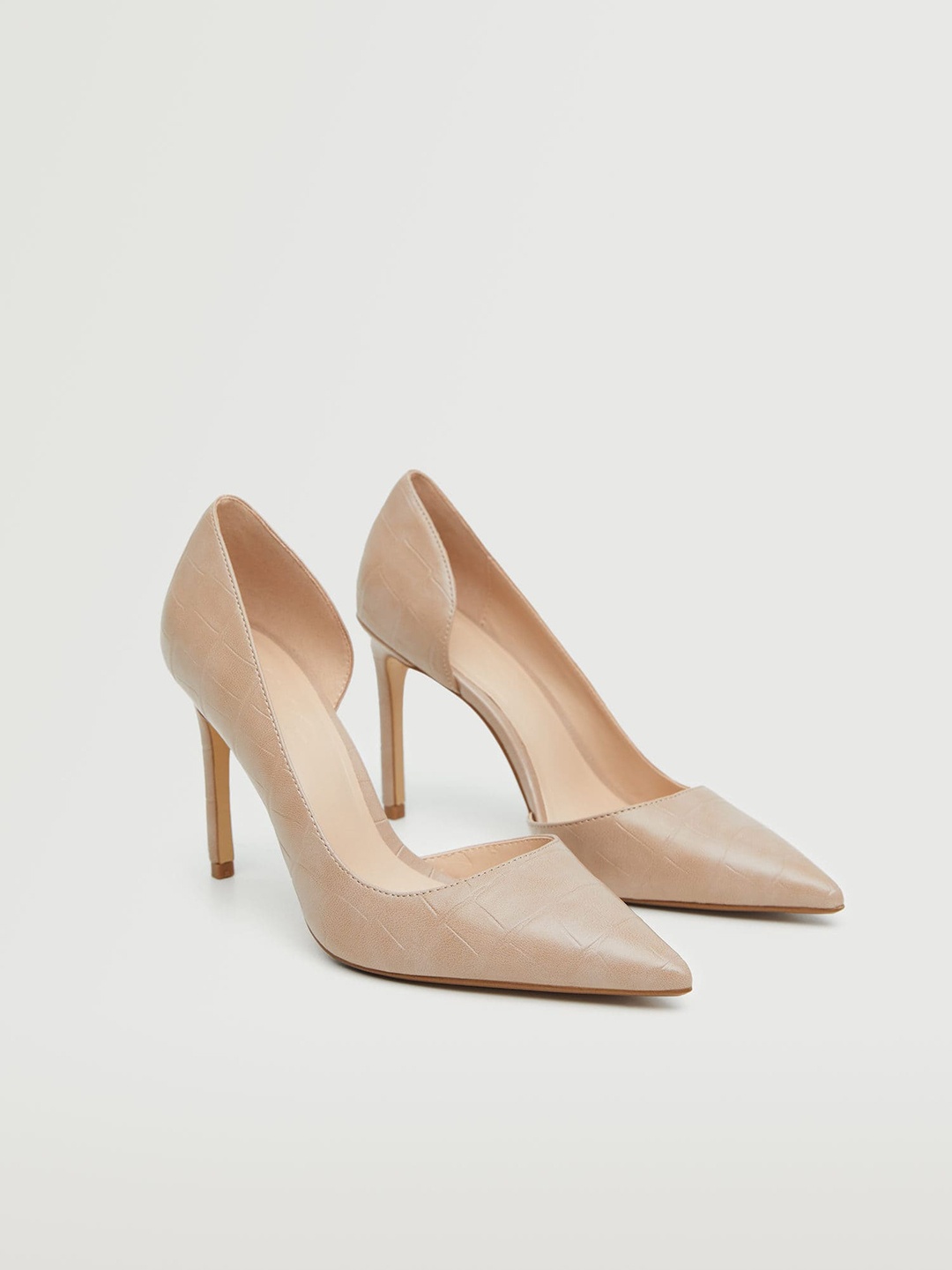 

MANGO Women Beige Croc Textured Stiletto Pumps