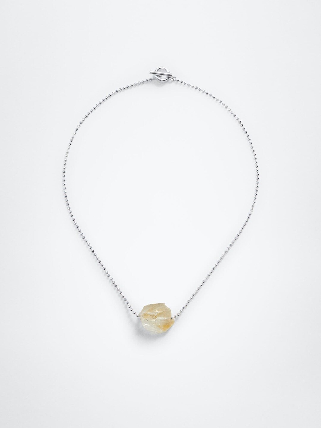 

MANGO Silver-Toned Necklace with Stone Pendant