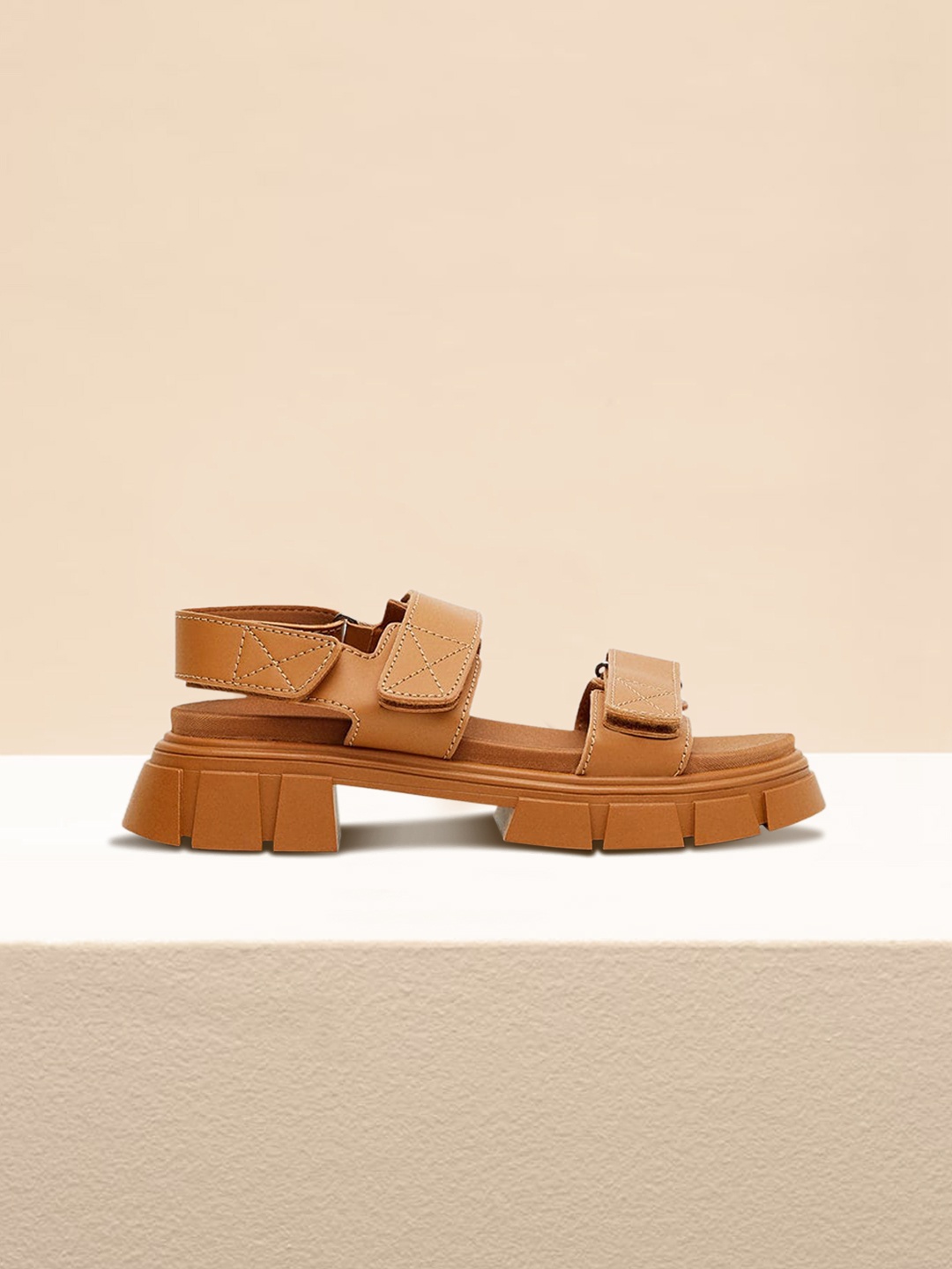 

MANGO Women Tan Brown Solid Platform Heels