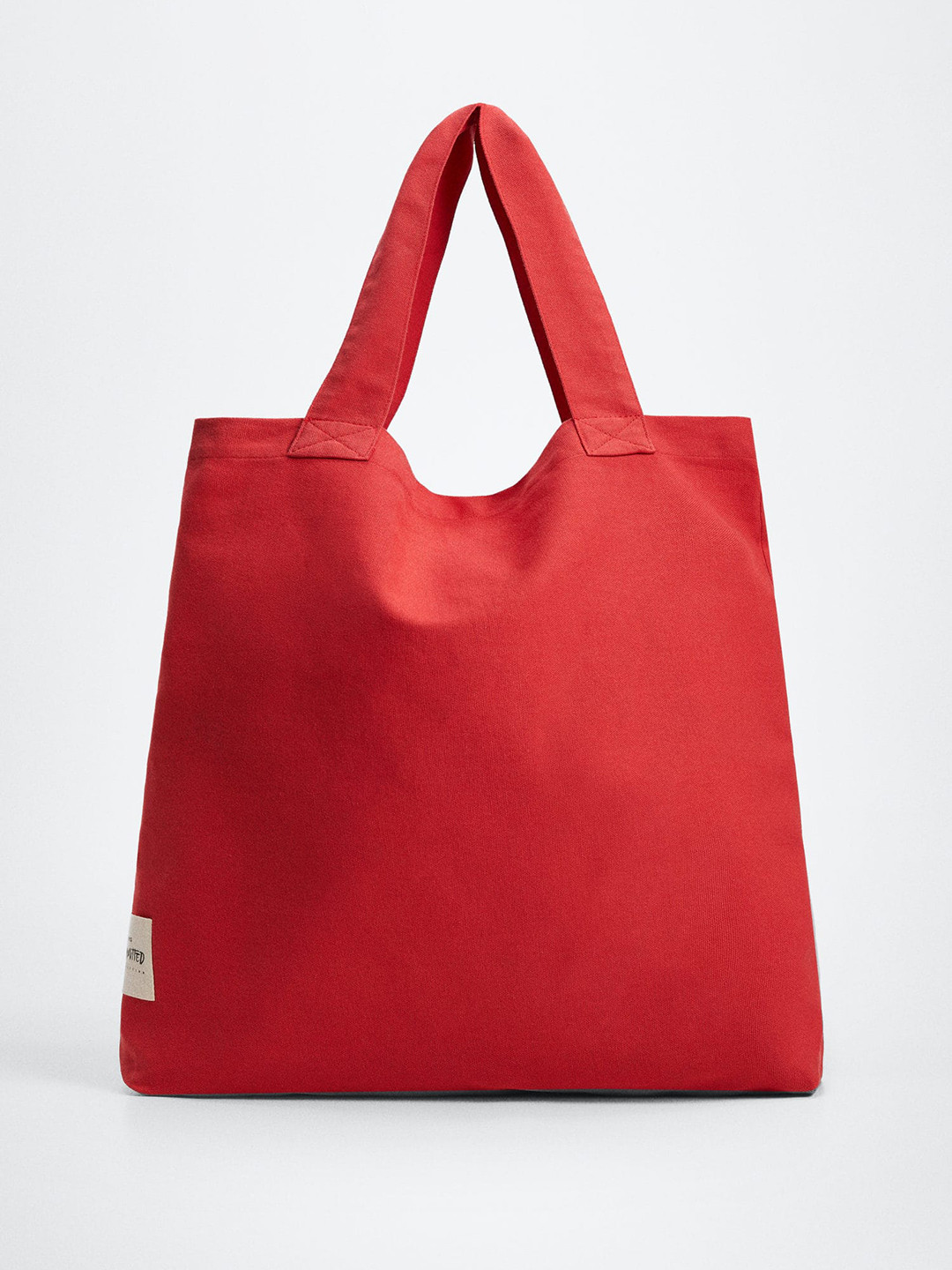 

MANGO Red Solid Structured Cotton Tote Bag