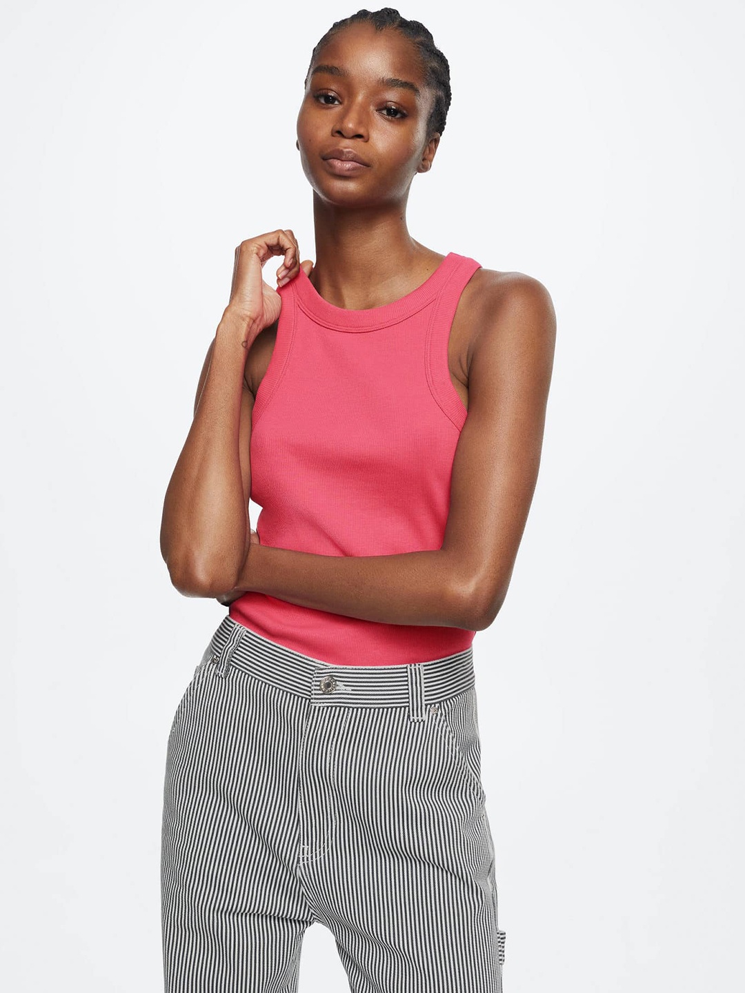

MANGO Pink Solid Top