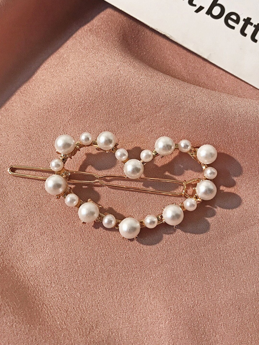 

Proplady Unisex Kids White & Gold-Toned Embellished French Barrette