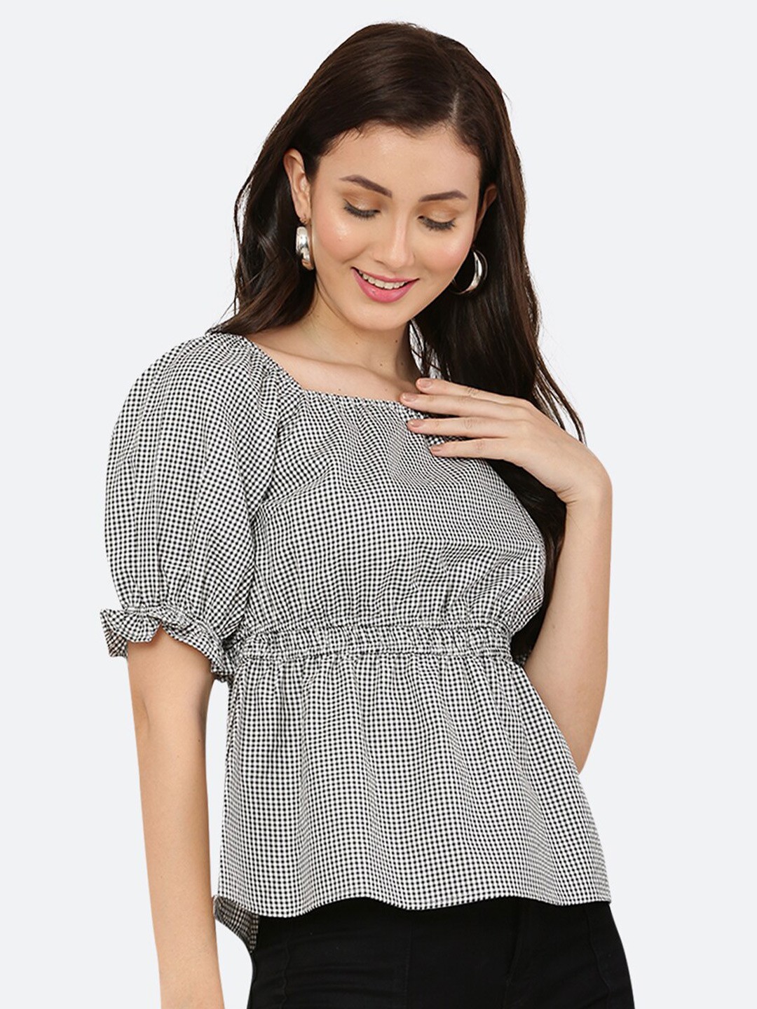 

RAASSIO Black & White Pure cotton Cinched Waist Top