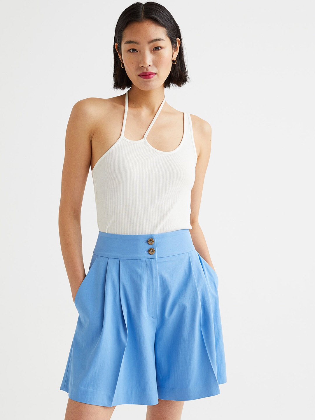 

H&M Women Wide Shorts, Blue