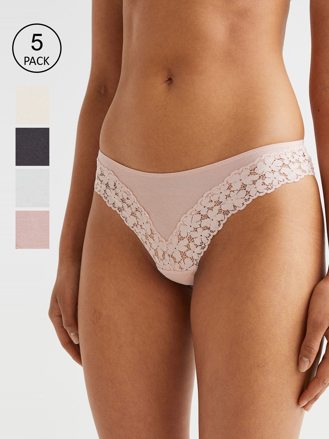 

H&M Women 5-Pack Thong Briefs, Black