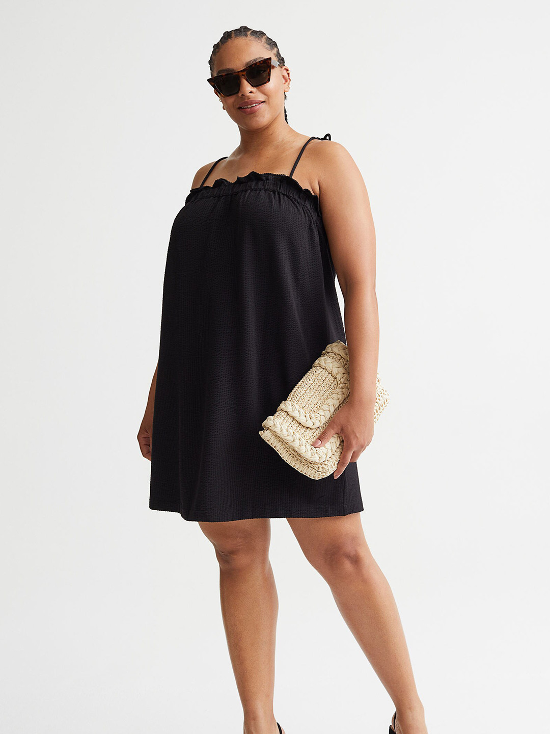 

H&M Black Waffled Jersey Dress