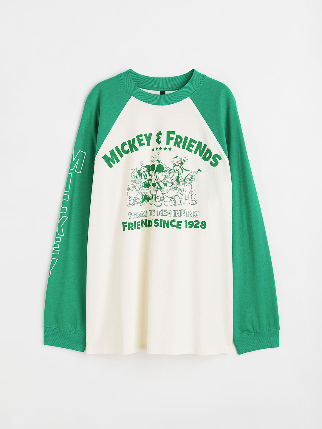 

H&M Women Green & Off-White Long-Sleeved Printed Top