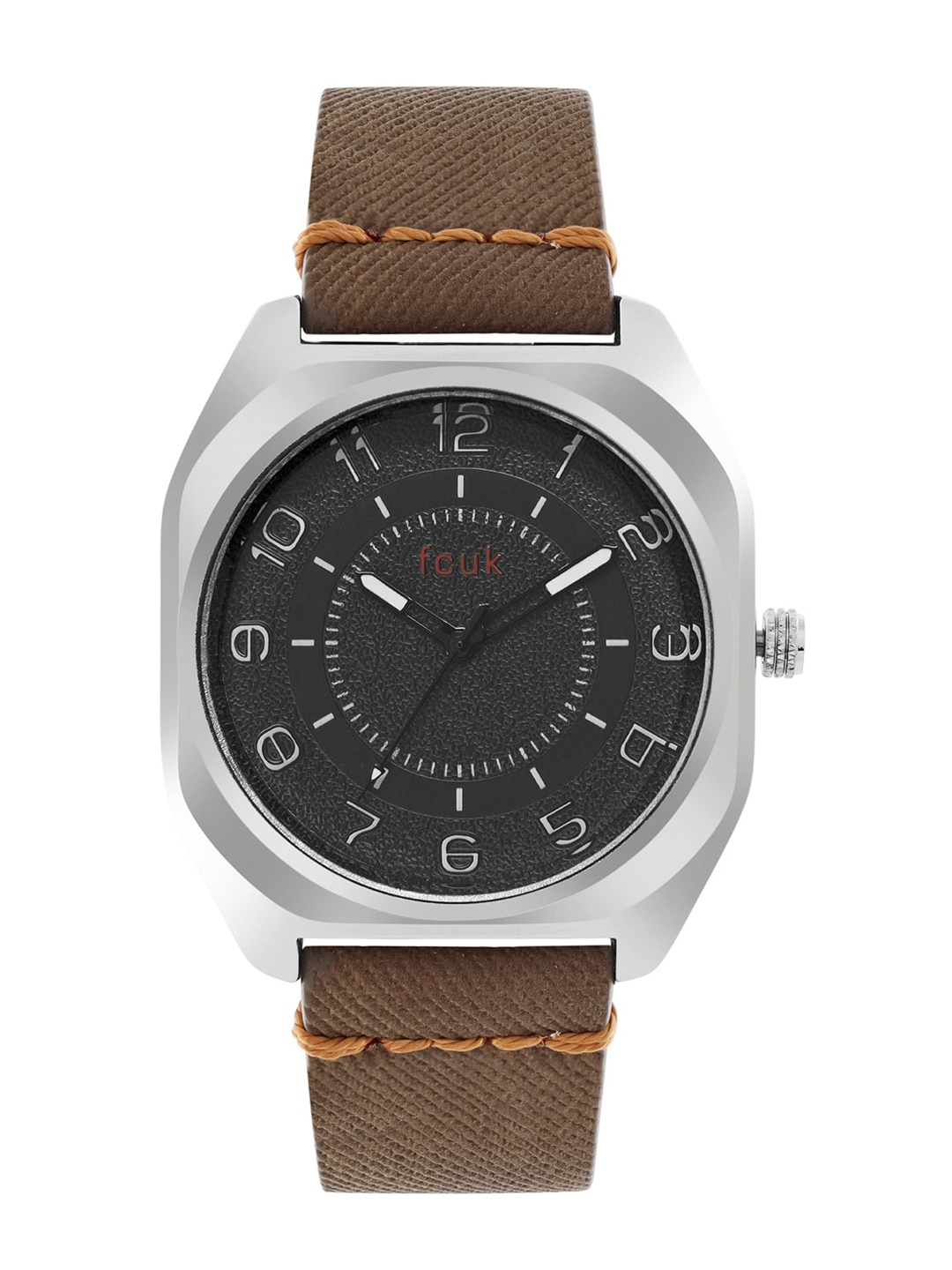 

FCUK Men Grey Dial & Brown Leather Straps Analogue Watch FK00014B