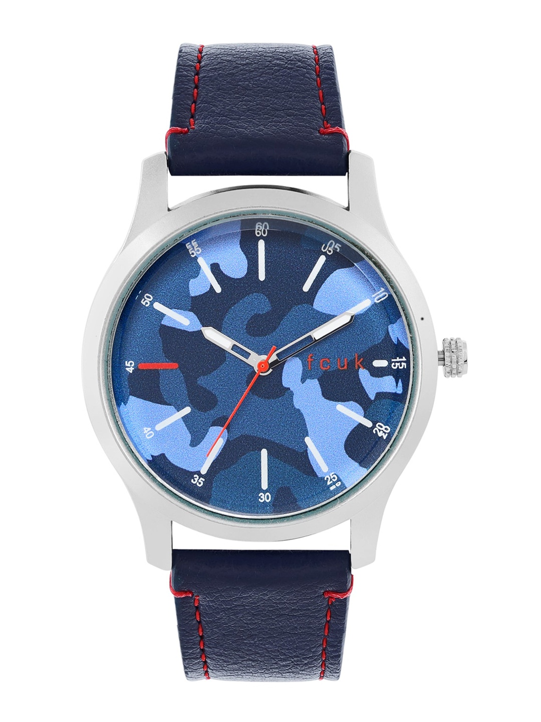

FCUK Men Blue Printed Dial & Blue Leather Straps Analogue Watch