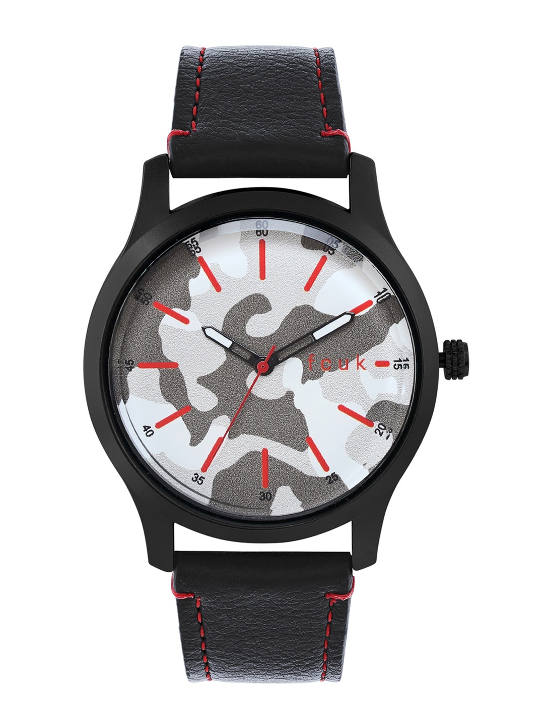 

FCUK Men Grey Dial & Black Leather Straps Analogue Watch FK00011C