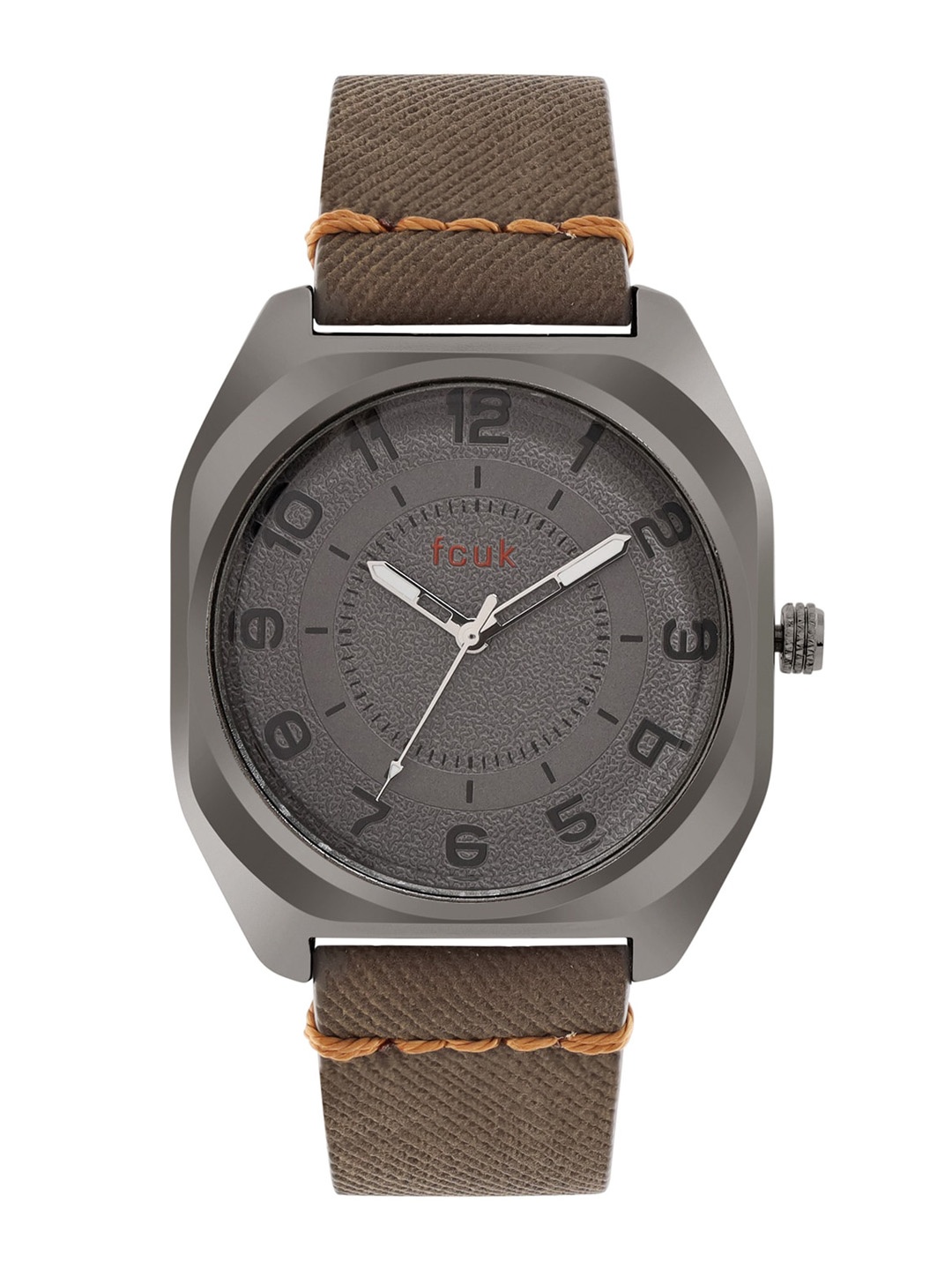 

FCUK Men Grey Dial & Brown Leather Straps Analogue Watch FK00014E