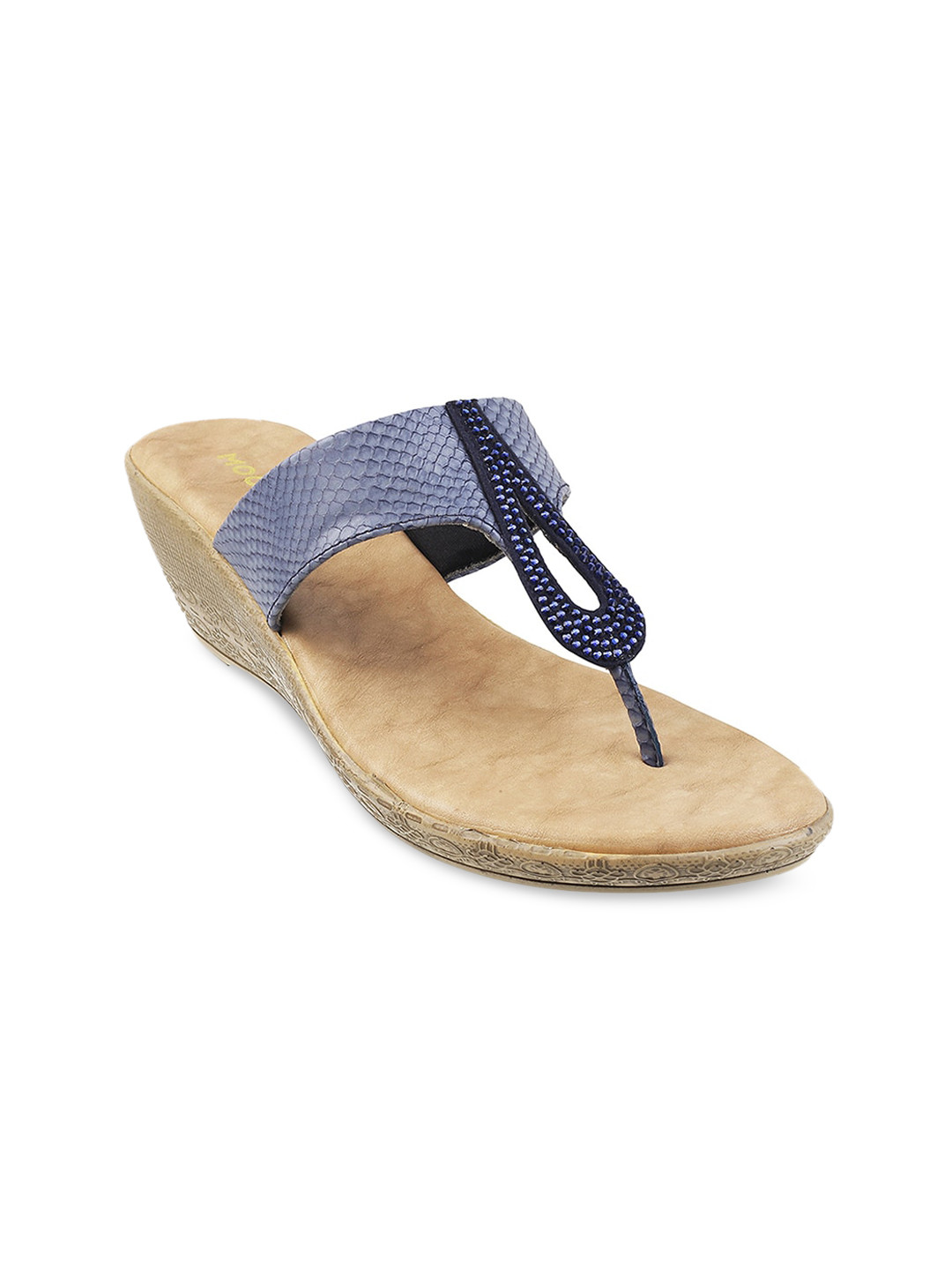 

Mochi Women Blue & Beige Embellished Wedge Sandals