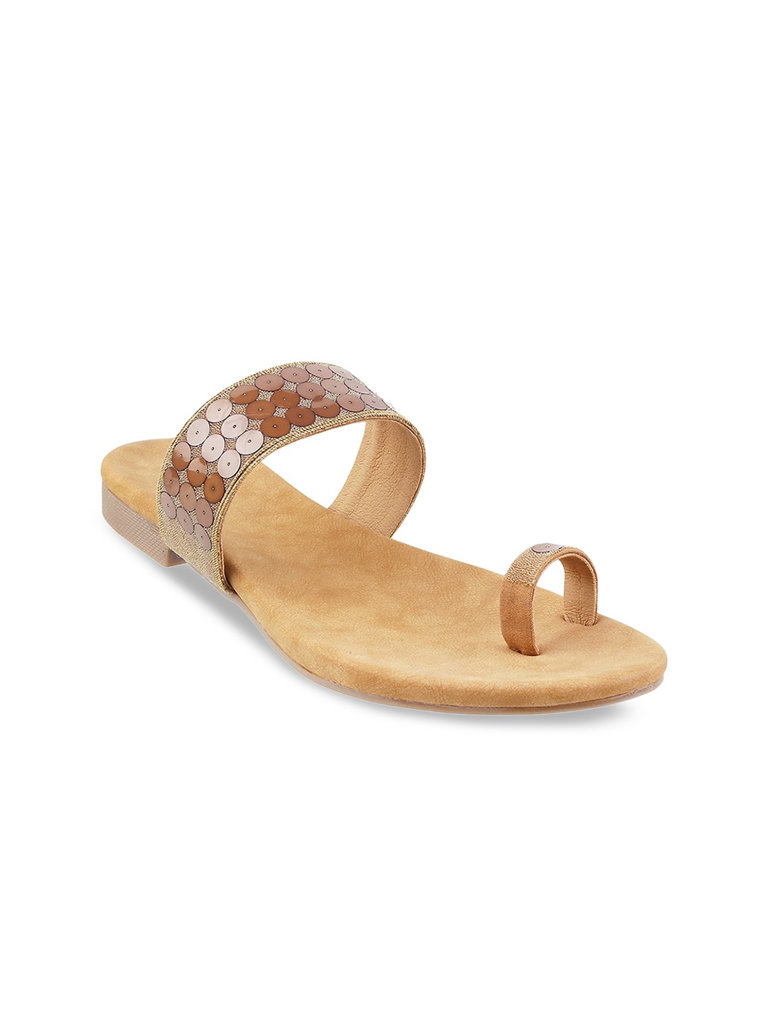 

Mochi Women Gold-Toned Textured Flats
