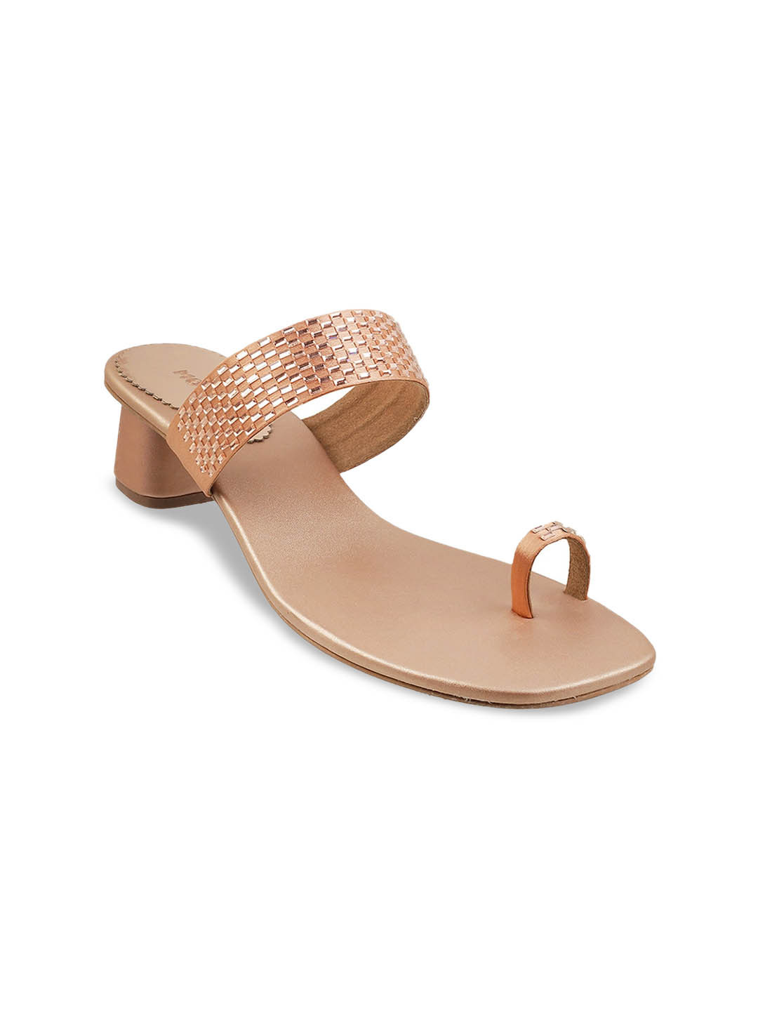 

Mochi Pink Embellished Block Sandals