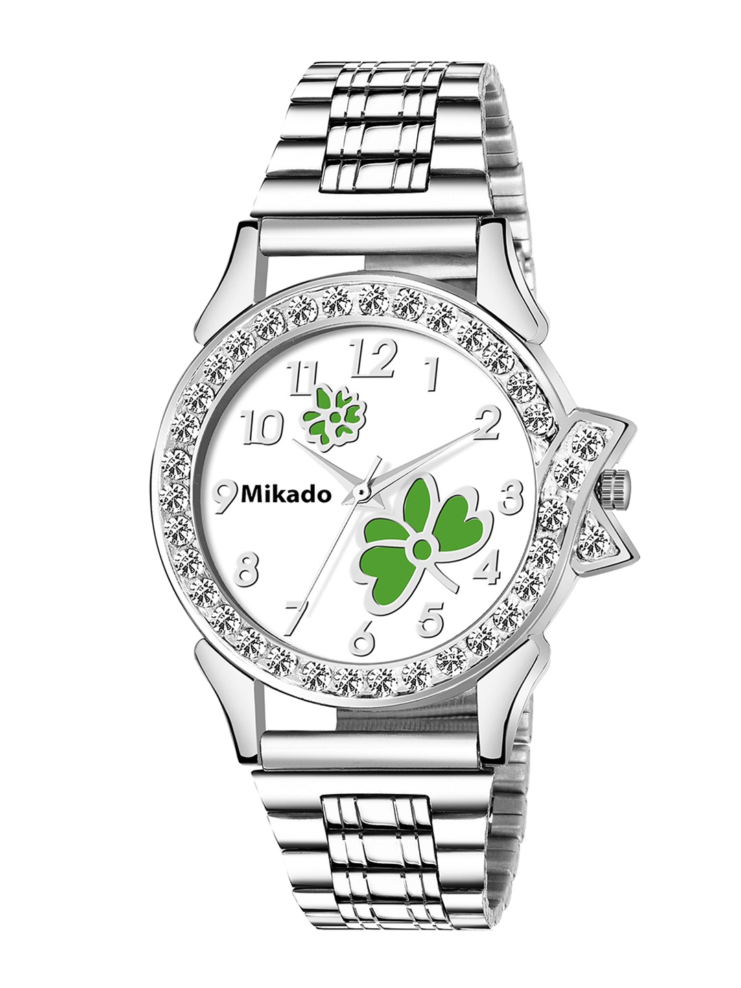 

Mikado Women Multicoloured Brass Embellished Dial & Silver Toned Stainless Steel Bracelet Style Straps Watch, Multi
