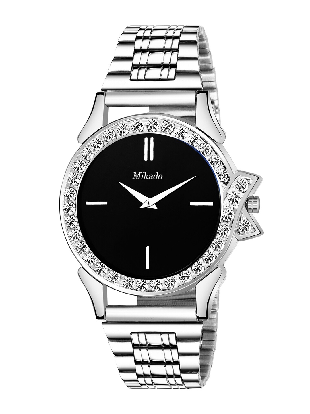 

Mikado Women Multicoloured Brass Embellished Dial & Silver Toned Stainless Steel Bracelet Style Straps Watch, Multi