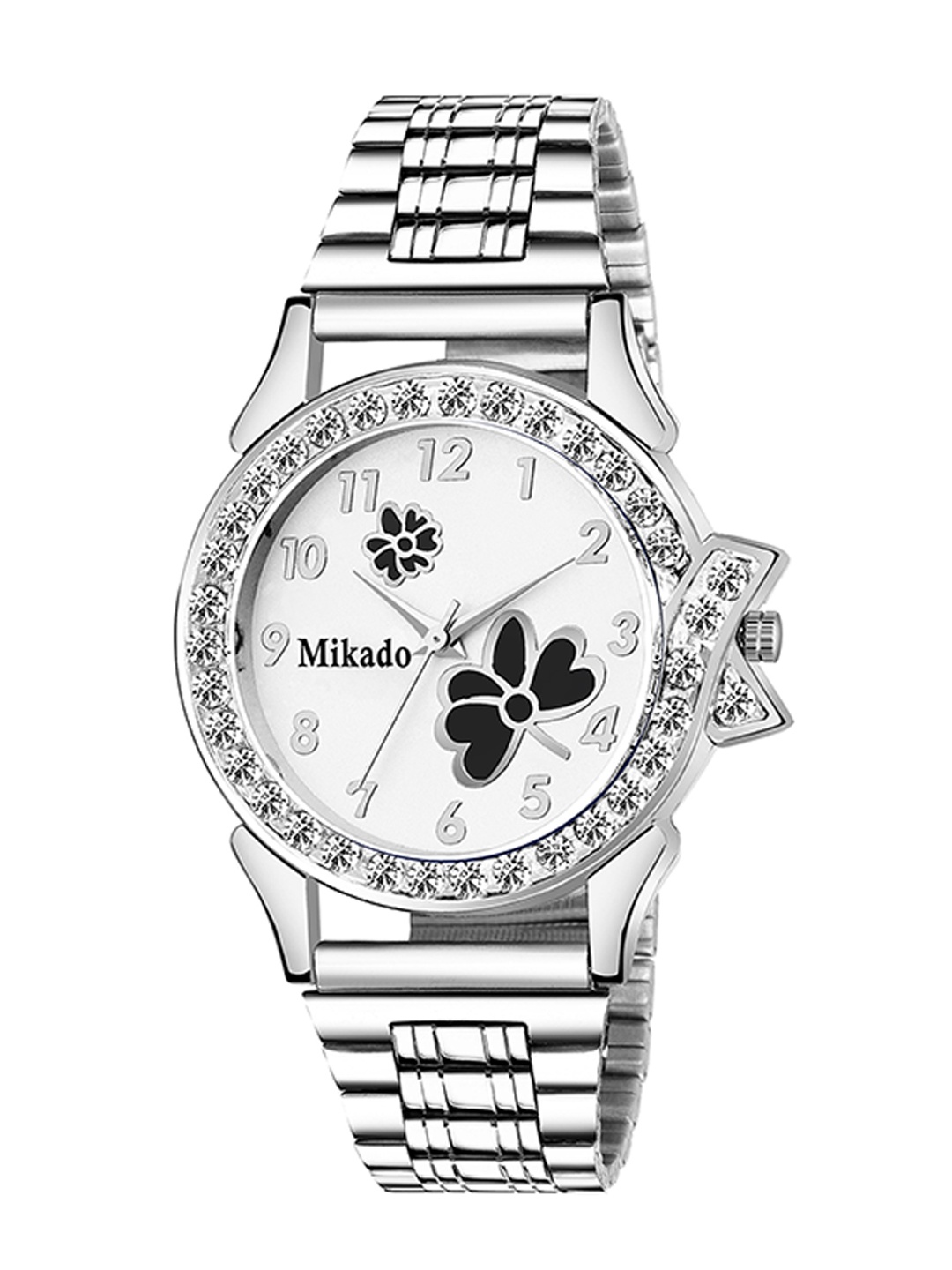 

Mikado Women Embellished Dial Stainless Steel Bracelet Style Straps Watch, Silver