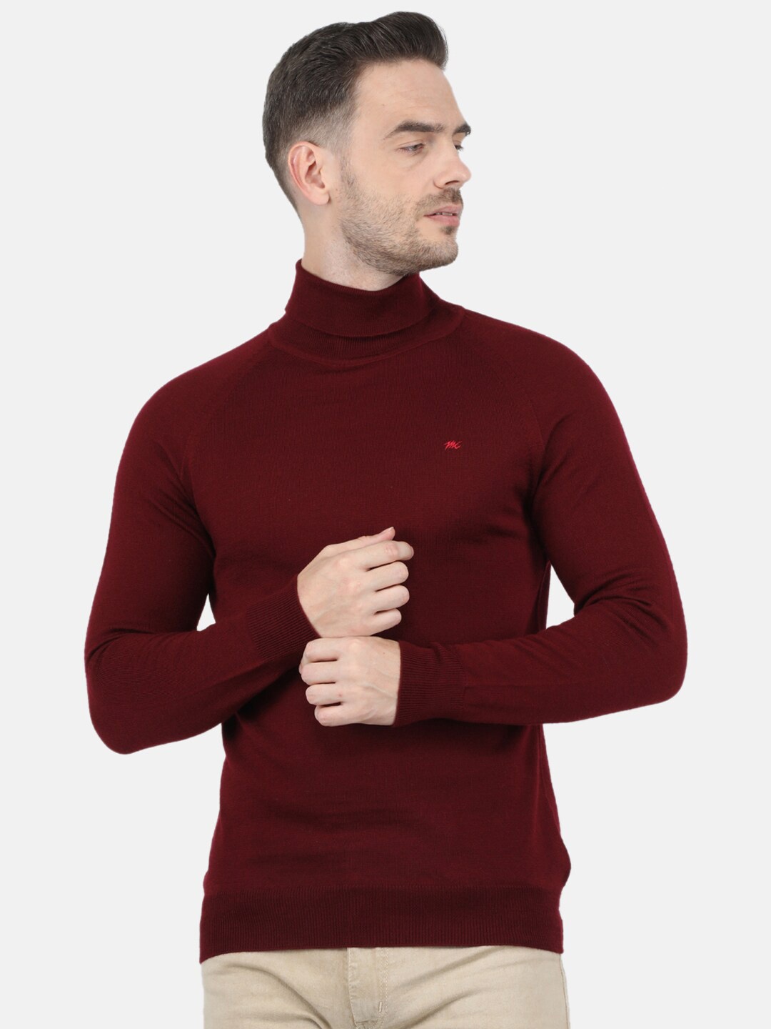 

Monte Carlo Men Maroon turtle neck Pullover sweater