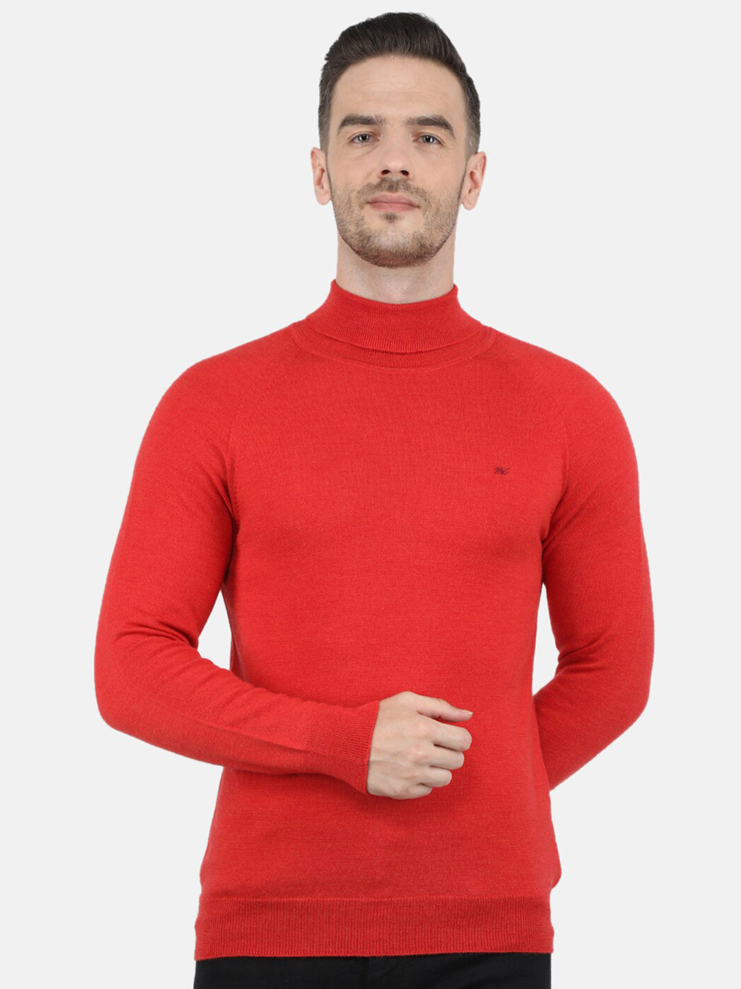 

Monte Carlo Men Red Solid High Neck Pullover