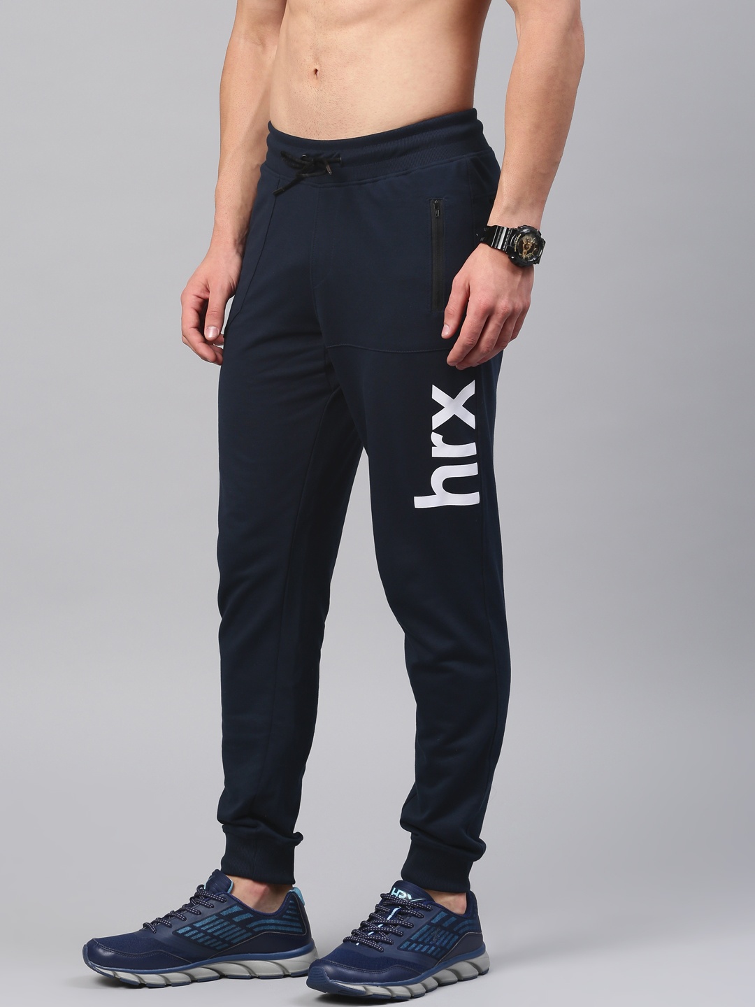 

HRX by Hrithik Roshan Men Medieval Blue Solid Regular Fit Bio-Wash Lifestyle Joggers