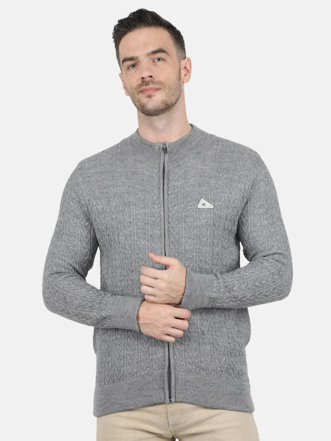 

Monte Carlo Mens Wool Blend Grey Self Collar Pullover