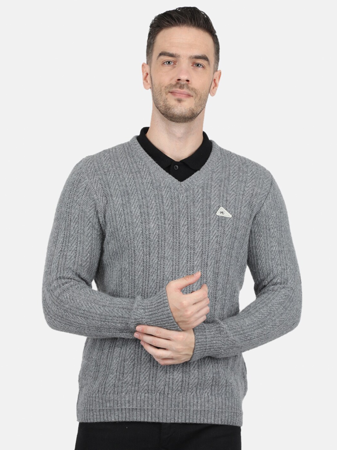 

Monte Carlo Men Grey v-neck Pullover sweater