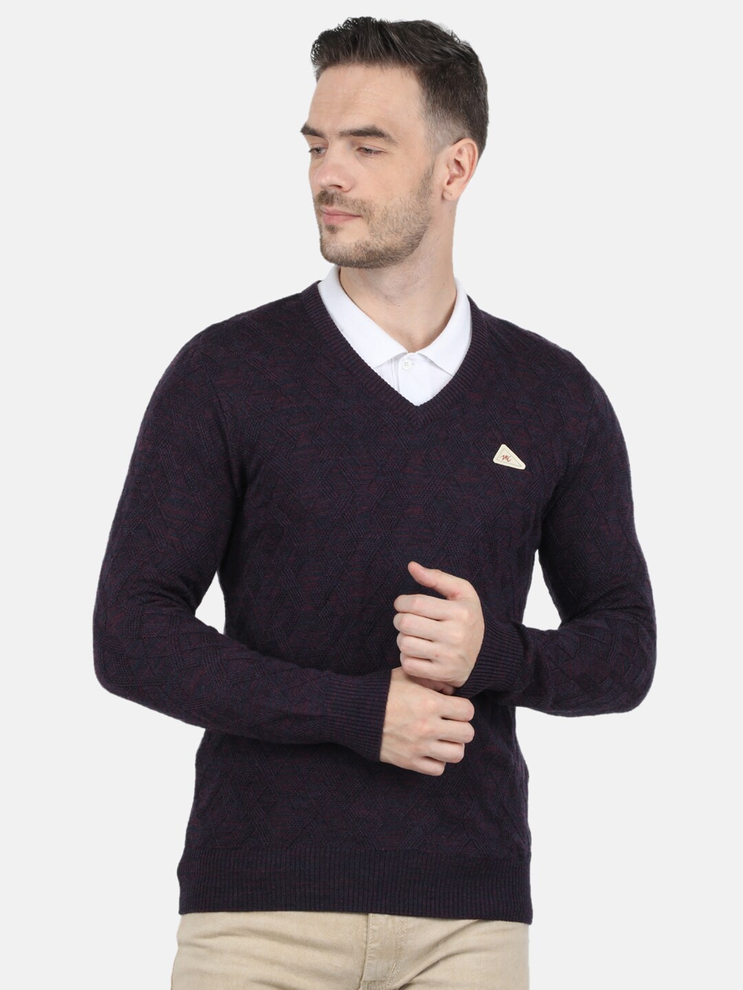 

Monte Carlo Men Purple v-neck Pullover sweater