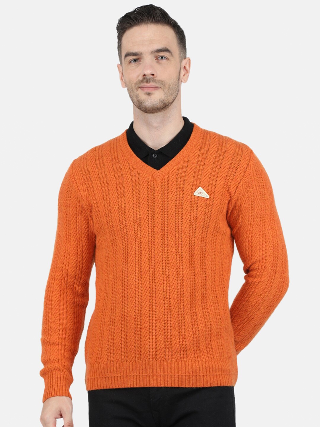 

Monte Carlo Men Orange Striped Pullover