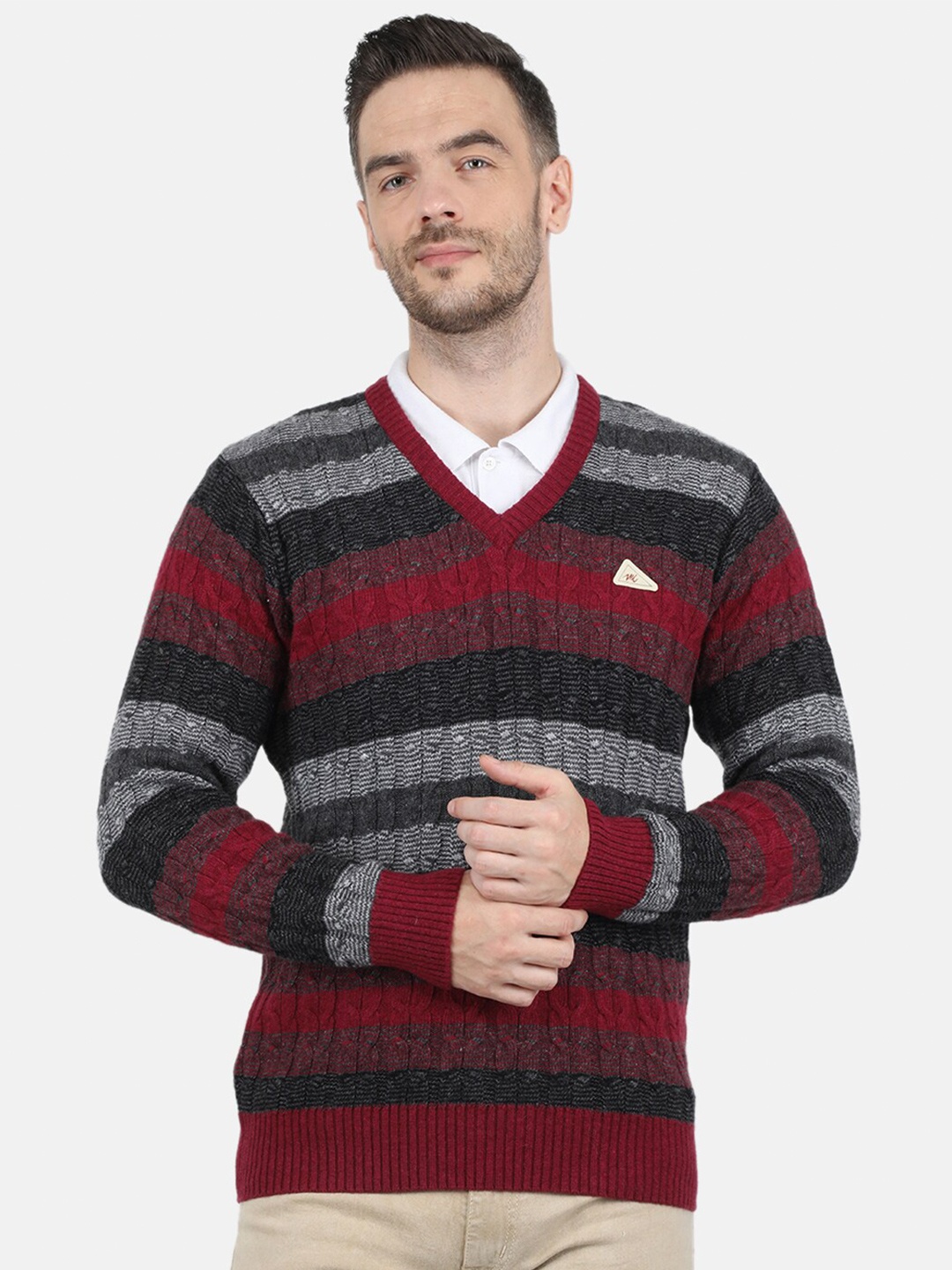 

Monte Carlo Men Red & Grey Pullover, Multi