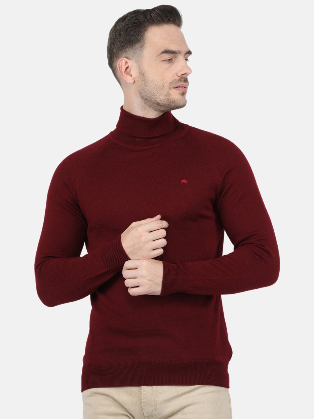 

Monte Carlo Men Maroon turtle neck Pullover sweater
